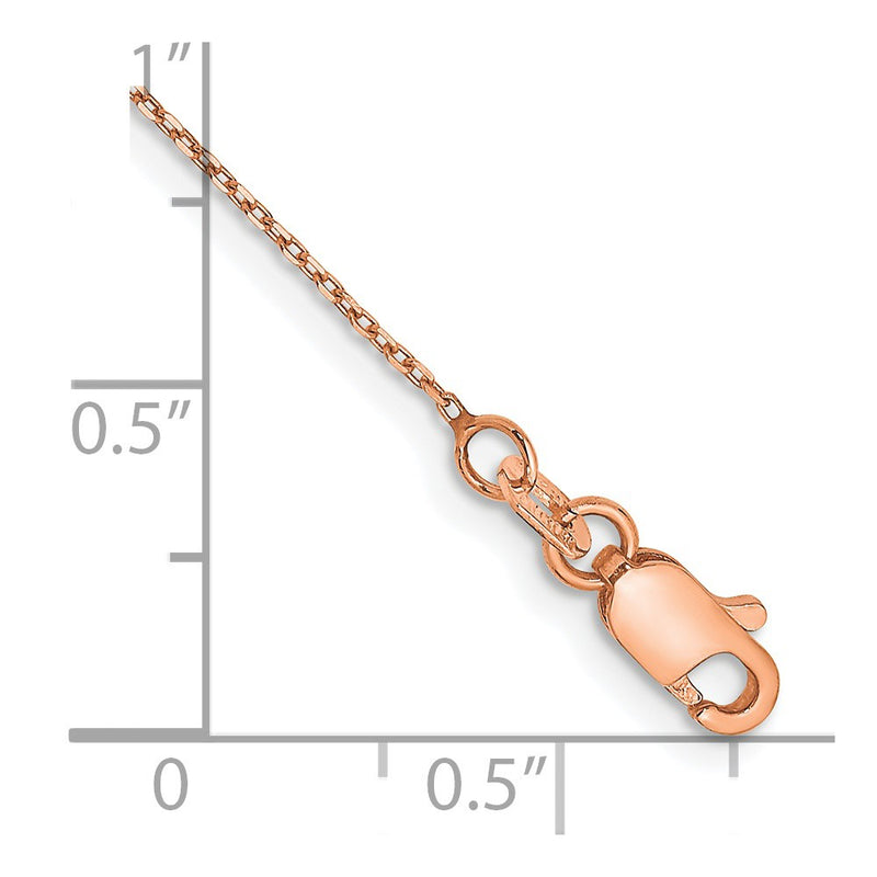 14K Rose Gold 10 Inch .8mm Diamond-Cut Cable With Lobster Clasp Chain Anklet