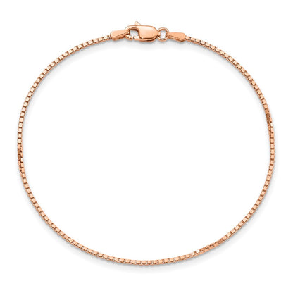 14K Rose Gold 8 Inch 1.10mm Box Link With Lobster Clasp Bracelet