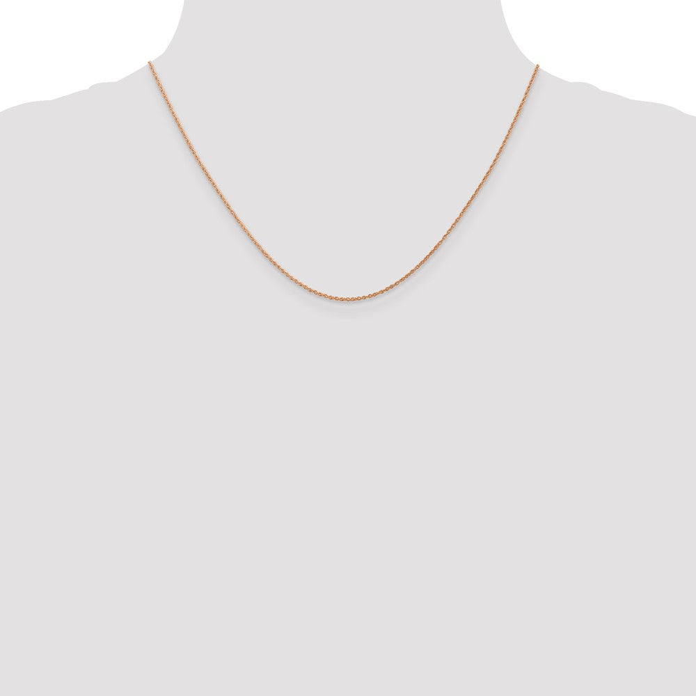 14K Rose Gold .8mm Baby Rope With Spring Ring Clasp Chain Necklace