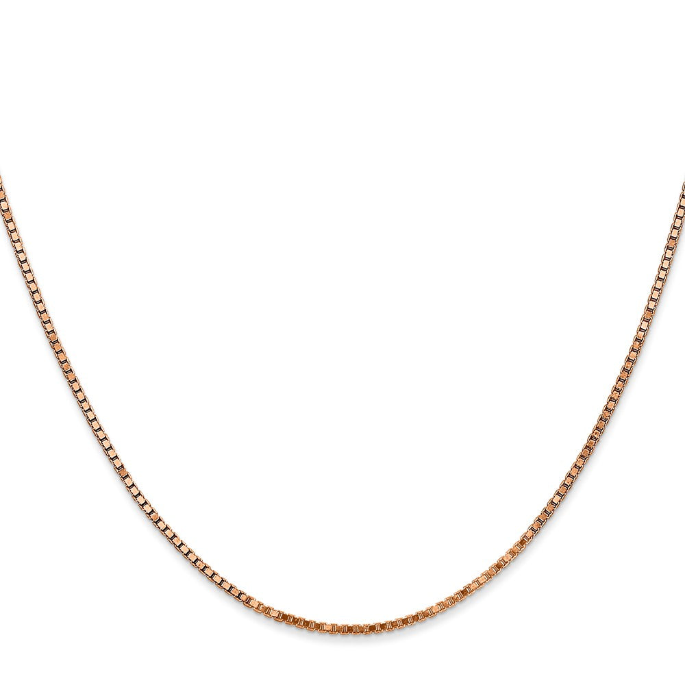 14K Rose Gold 1.3mm Box Link With Lobster Clasp Chain Necklace
