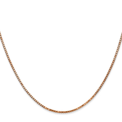 14K Rose Gold 1.3mm Box Link With Lobster Clasp Chain Necklace