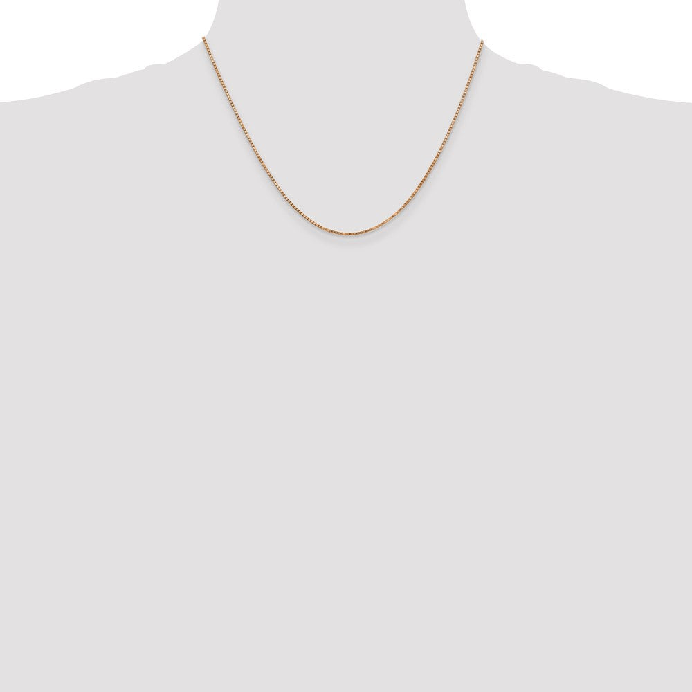 14K Rose Gold 1.3mm Box Link With Lobster Clasp Chain Necklace