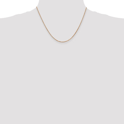 14K Rose Gold 1.3mm Box Link With Lobster Clasp Chain Necklace