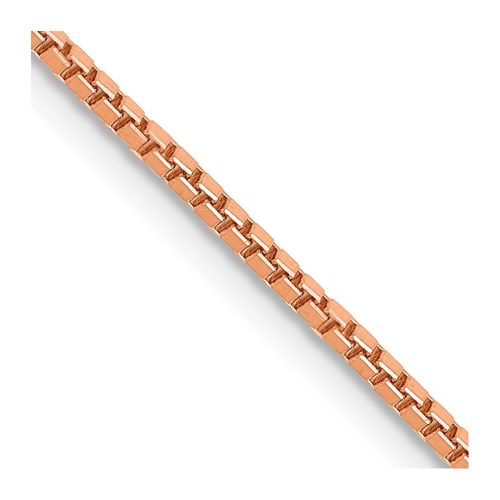 14K Rose Gold 1.3mm Box Link With Lobster Clasp Chain Necklace