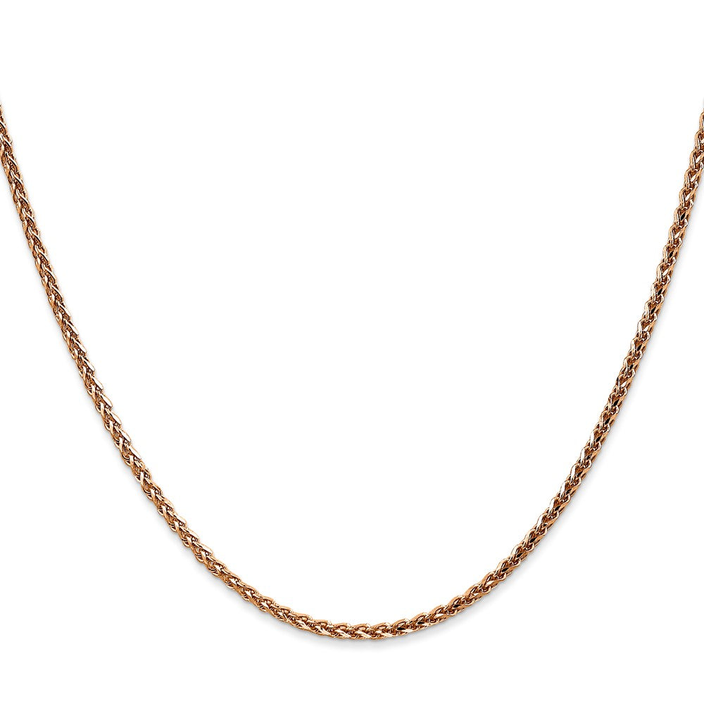 14K Rose Gold 30 Inch 2.1mm Diamond-Cut Spiga With Lobster Clasp Chain Necklace