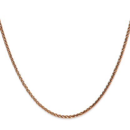 14K Rose Gold 30 Inch 2.1mm Diamond-Cut Spiga With Lobster Clasp Chain Necklace