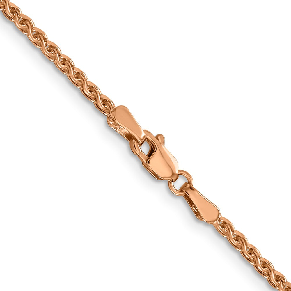 14K Rose Gold 30 Inch 2.1mm Diamond-Cut Spiga With Lobster Clasp Chain Necklace
