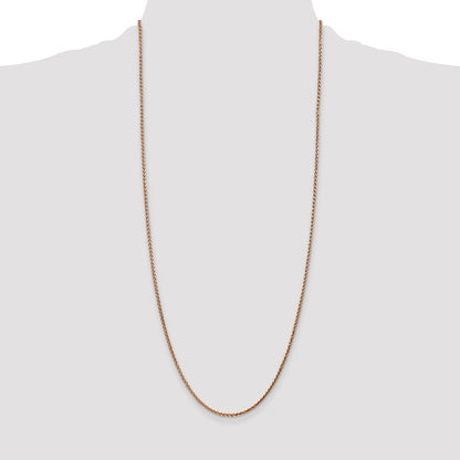 14K Rose Gold 30 Inch 2.1mm Diamond-Cut Spiga With Lobster Clasp Chain Necklace