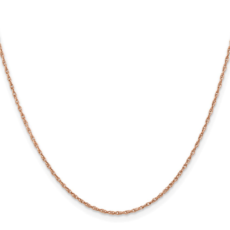 14K Rose Gold 1.15mm Baby Rope With Spring Ring Clasp Chain Necklace