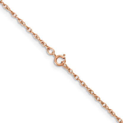 14K Rose Gold 1.15mm Baby Rope With Spring Ring Clasp Chain Necklace