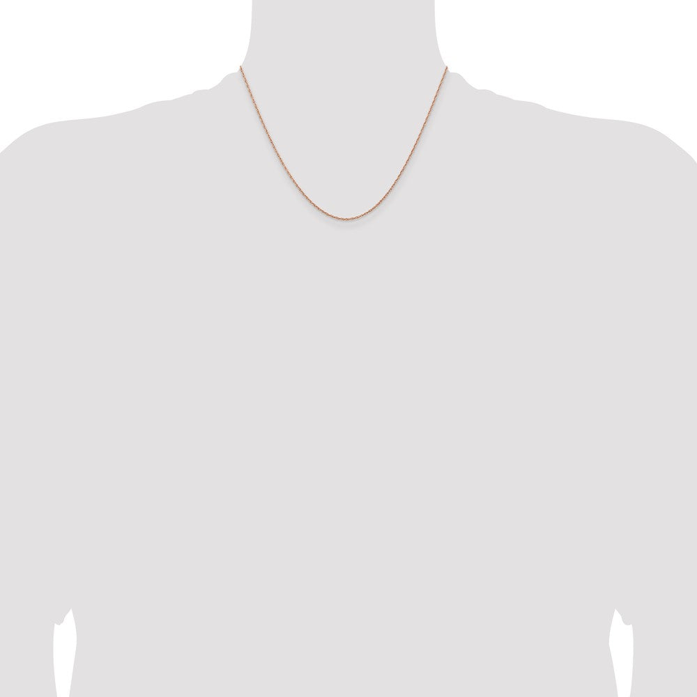 14K Rose Gold 1.15mm Baby Rope With Spring Ring Clasp Chain Necklace