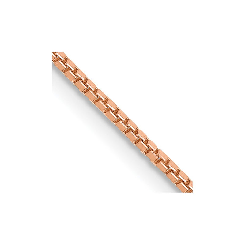 14K Rose Gold 1mm Box Link With Lobster Clasp Chain Necklace