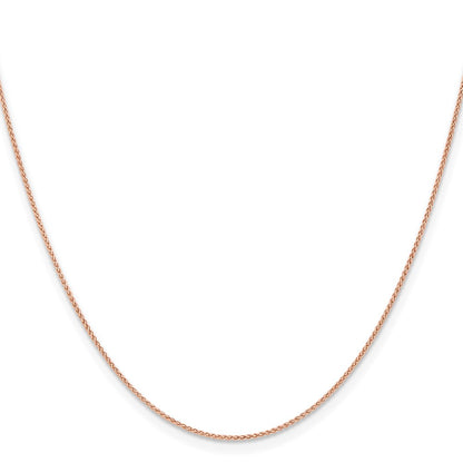 14K Rose Gold 1mm Solid Polished Spiga With Lobster Clasp Chain Necklace