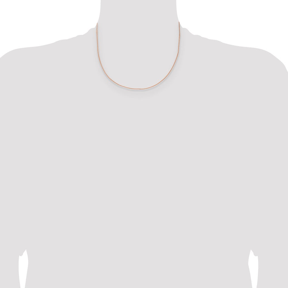 14K Rose Gold 1mm Solid Polished Spiga With Lobster Clasp Chain Necklace