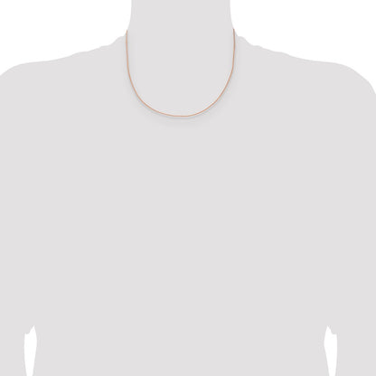 14K Rose Gold 1mm Solid Polished Spiga With Lobster Clasp Chain Necklace