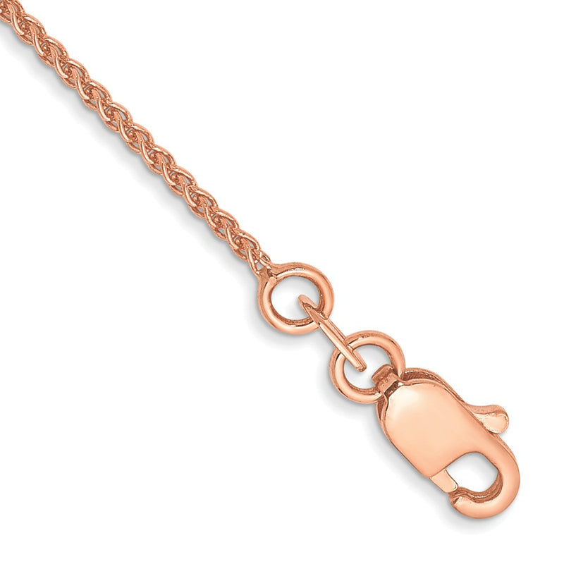 14K Rose Gold 1mm Solid Polished Spiga With Lobster Clasp Chain Anklet