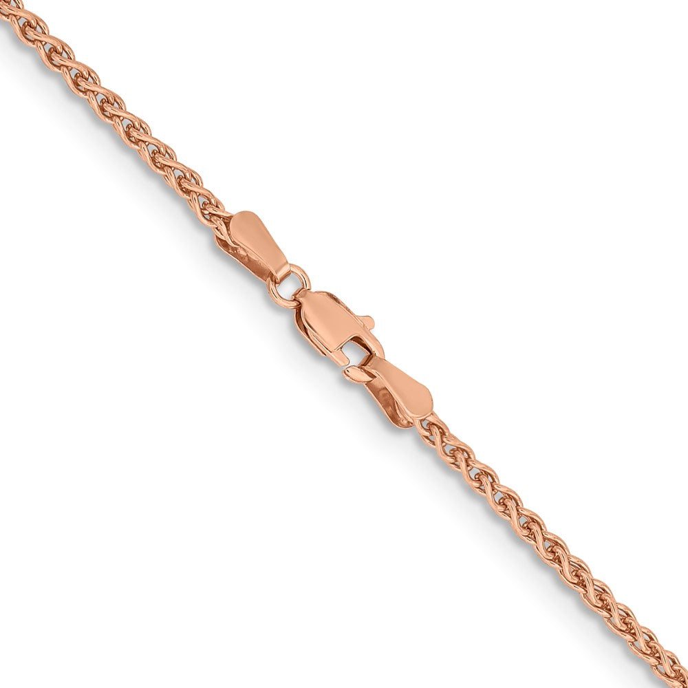 14K Rose Gold 30 Inch 2.1mm Solid Polished Spiga With Lobster Clasp Chain Necklace