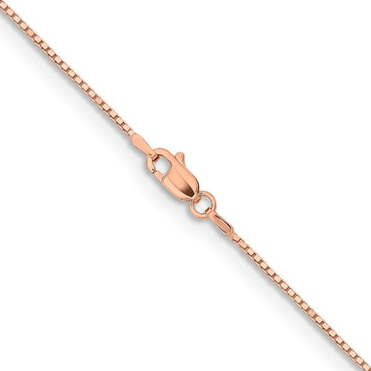 14K Rose Gold .95mm Box Link With Lobster Clasp Chain Necklace