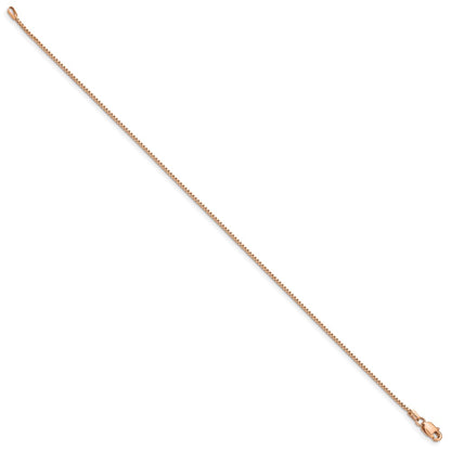 14K Rose Gold 8 Inch .95mm Box Link With Lobster Clasp Bracelet