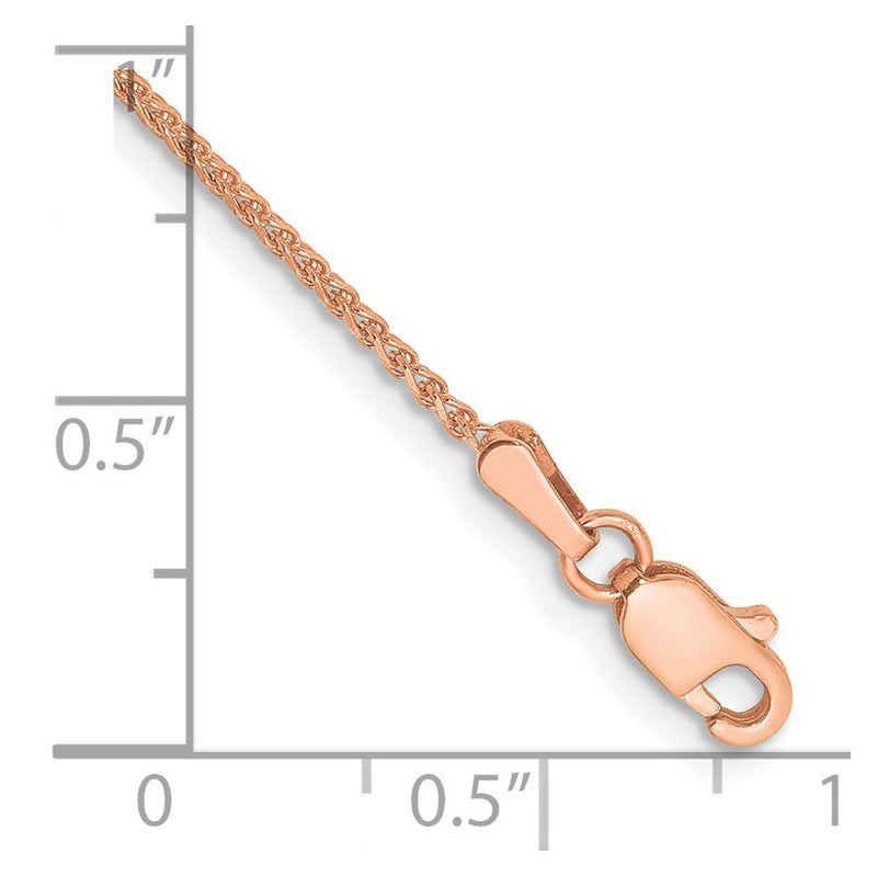 14K Rose Gold 1.25mm Diamond-Cut Spiga With Lobster Clasp Chain Bracelet
