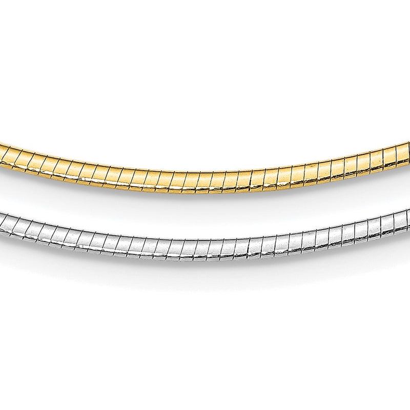 16 Inch Sterling Silver Gold-Pltd 2mm Reversible W/2In Ext Cubetto Chain Necklace