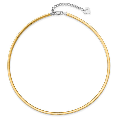 18 Inch Sterling Silver Gold-Pltd 3mm Reversible W/2In Ext Cubetto Chain Necklace