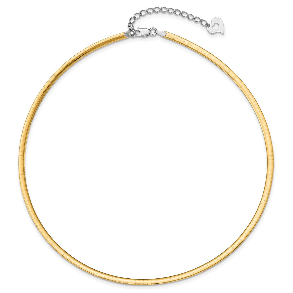 16 Inch Sterling Silver Gold-Pltd 3mm Reversible W/2In Ext Cubetto Chain Necklace