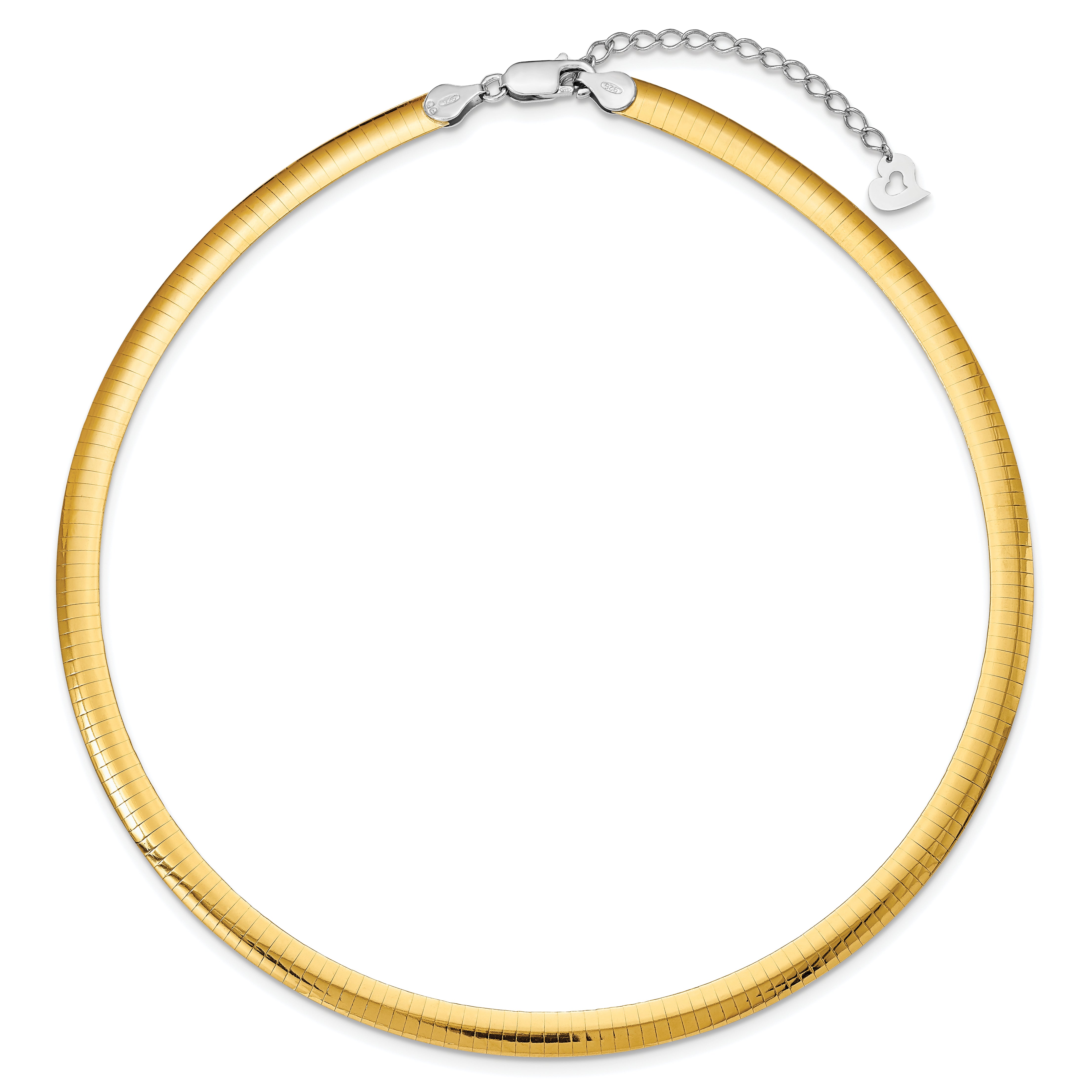 16 Inch Sterling Silver Gold-Plated 6mm Reversible W/2In Ext Cubetto Chain Necklace