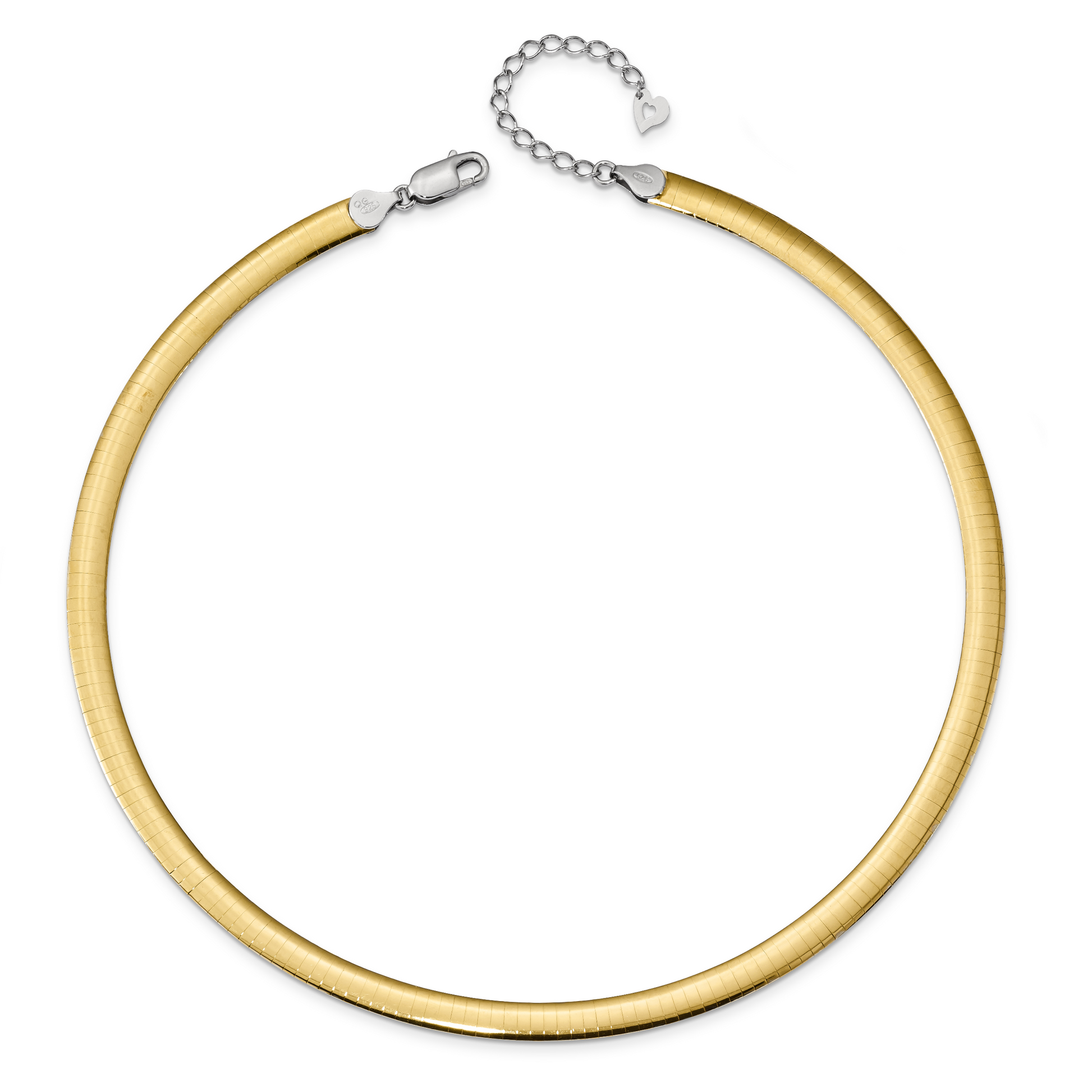 16 Inch Sterling Silver Gold-Plated 6mm Reversible W/2In Ext Cubetto Chain Necklace