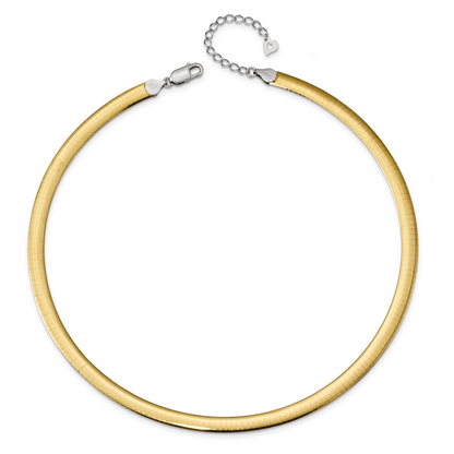 16 Inch Sterling Silver Gold-Plated 6mm Reversible W/2In Ext Cubetto Chain Necklace