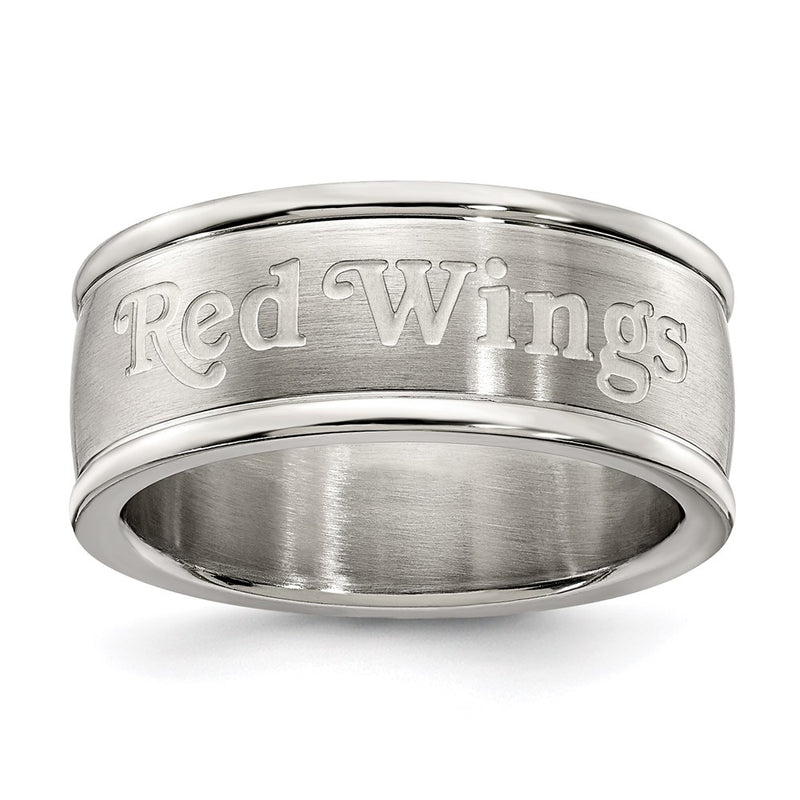 Stainless Steel Detroit Red Wings Logo Band Ring Size 8