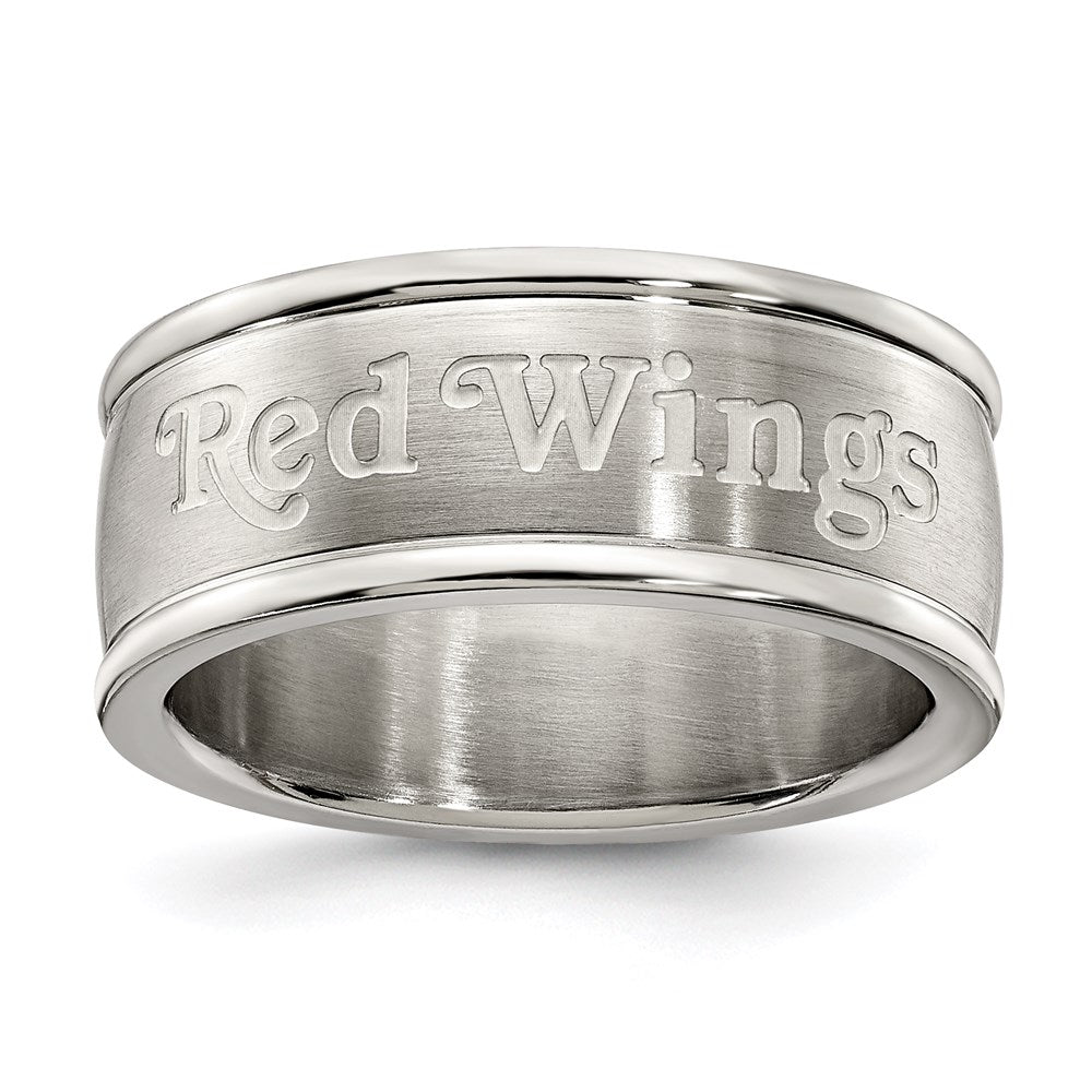 Stainless Steel Detroit Red Wings Logo Band Ring Size 9