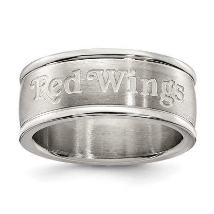 Stainless Steel Detroit Red Wings Logo Band Ring Size 9