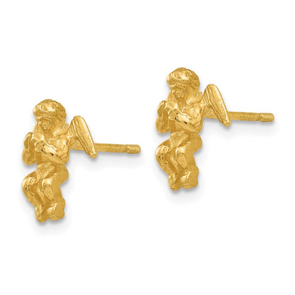 14K Yellow Gold Polished & Diamond-Cut Angel Earrings