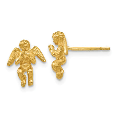 14K Yellow Gold Polished & Diamond-Cut Angel Earrings