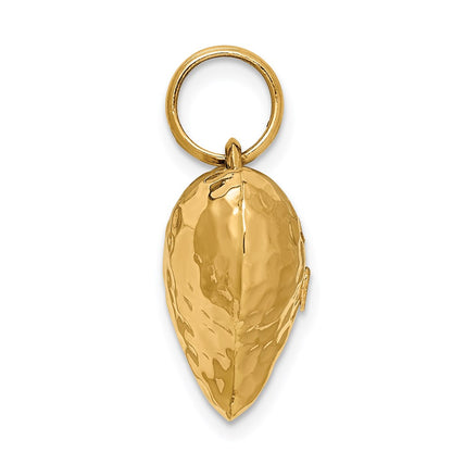 14K Yellow Gold Polished And Hammered 3-D Heart Pendant