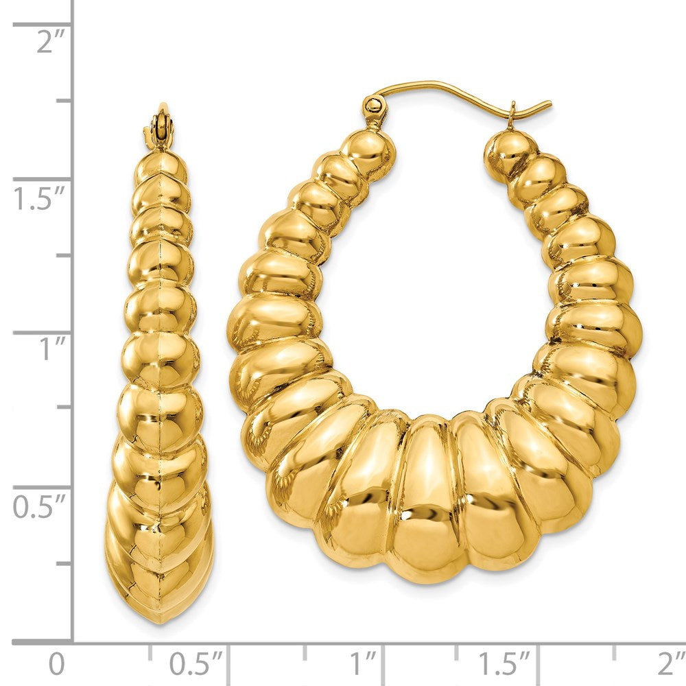 14K Yellow Gold Polished Scalloped Hoop Earrings