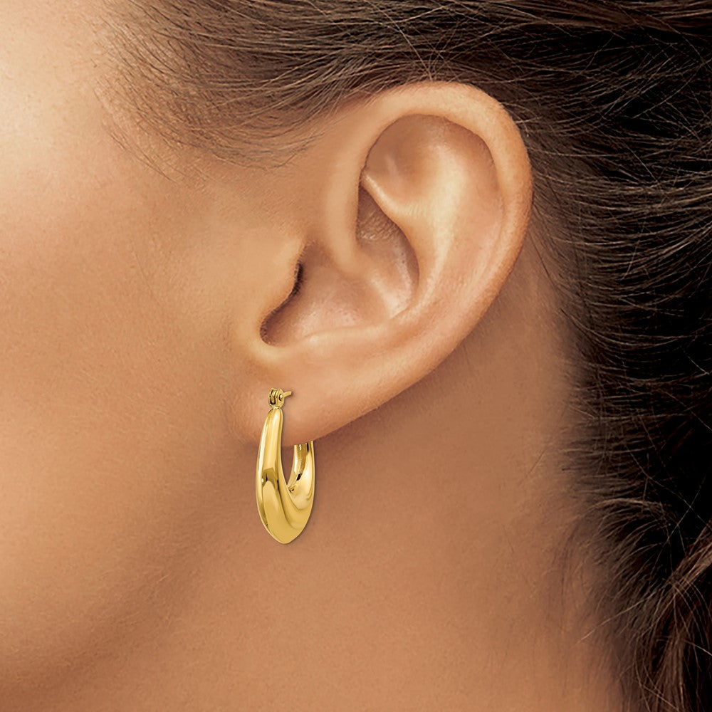 14K Yellow Gold Polished Hoop Earrings