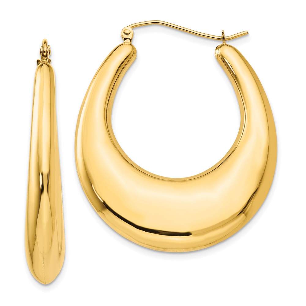 14K Yellow Gold Polished Hoop Earrings