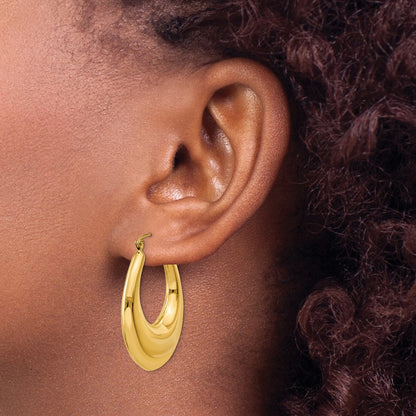 14K Yellow Gold Polished Hoop Earrings