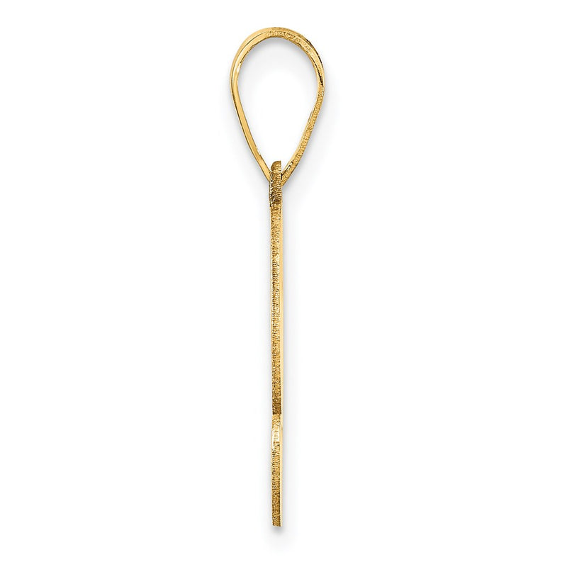 14K Yellow Gold Brushed Border Script Number 2 Pendant