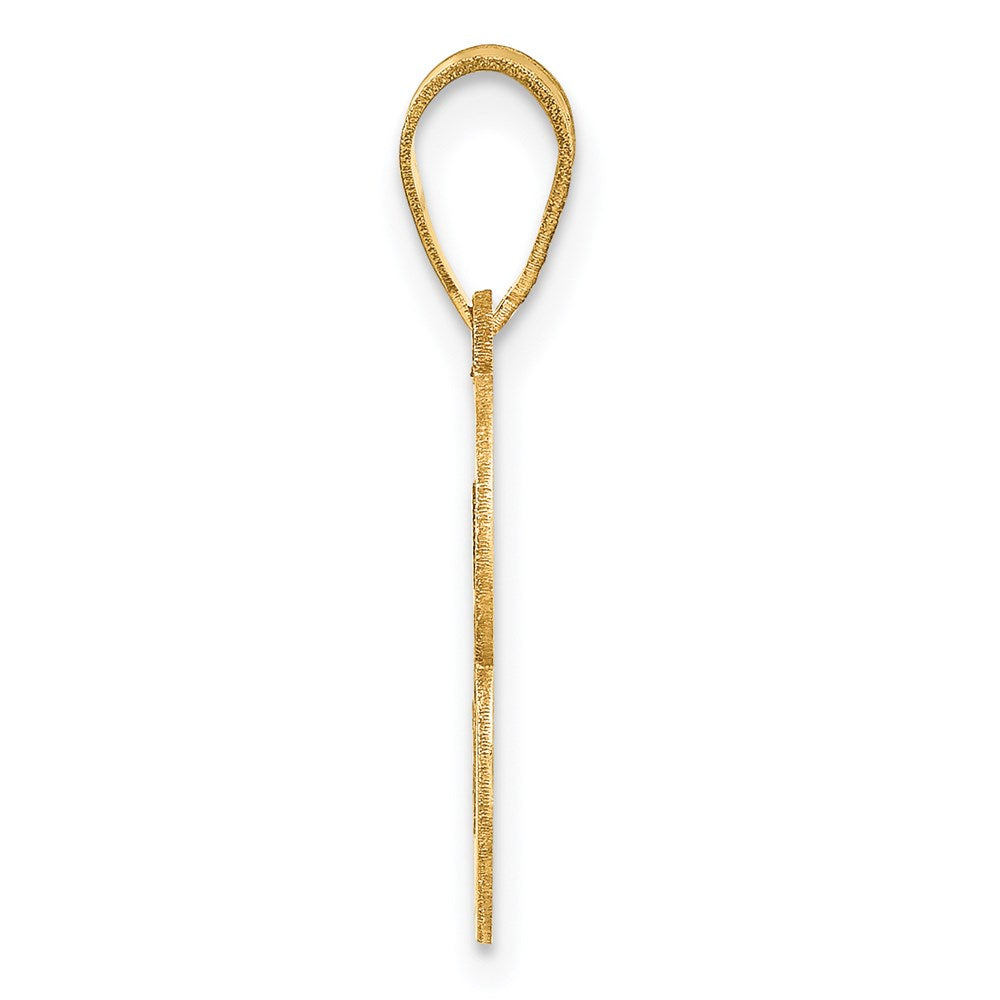 14K Yellow Gold Brushed Border Script Number 3 Pendant