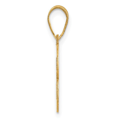 14K Yellow Gold Brushed Border Script Number 3 Pendant
