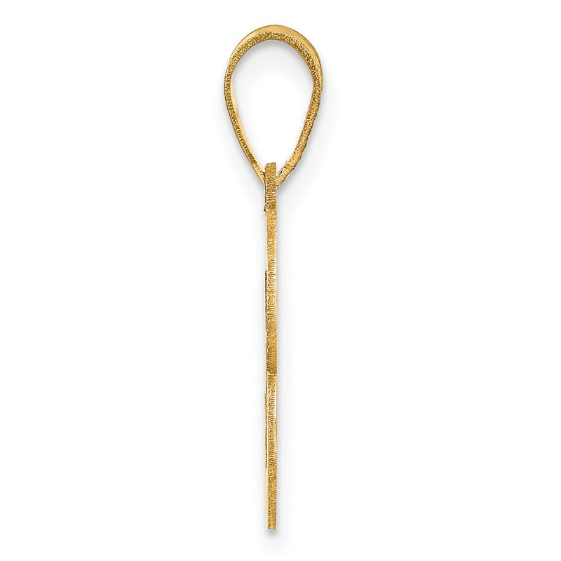 14K Yellow Gold Brushed Border Script Number 3 Pendant