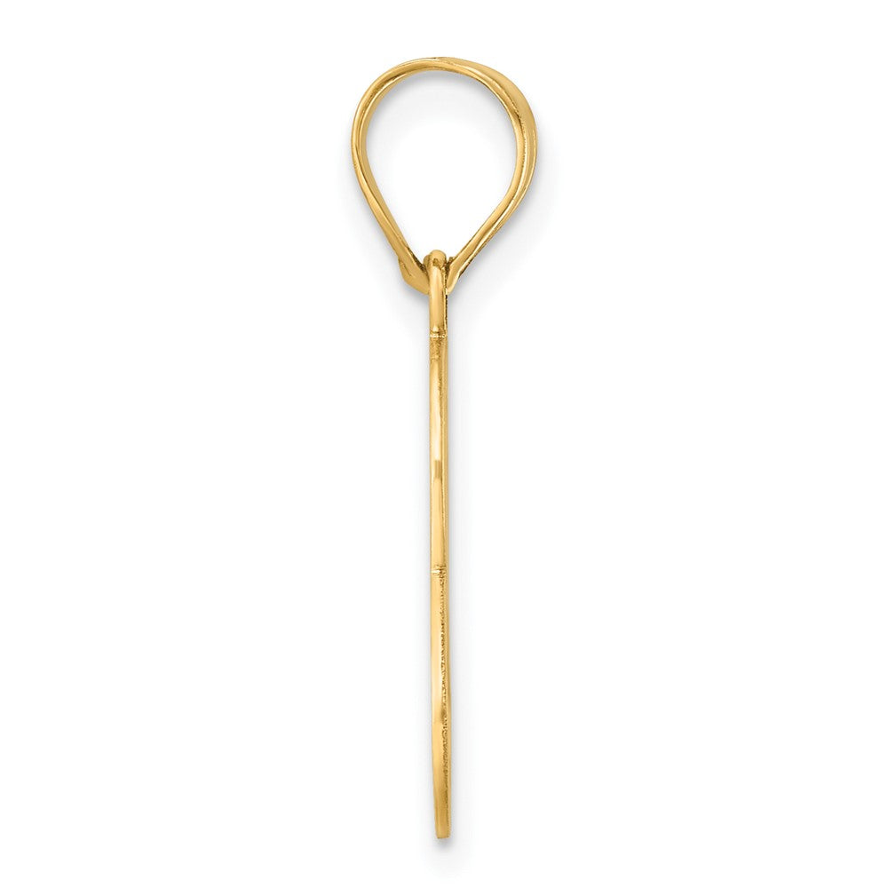14K Yellow Gold Brushed Border Script Number 8 Pendant