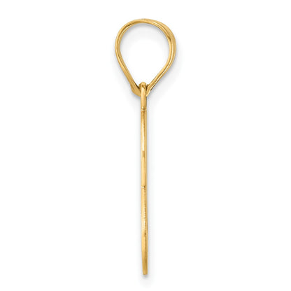 14K Yellow Gold Brushed Border Script Number 8 Pendant