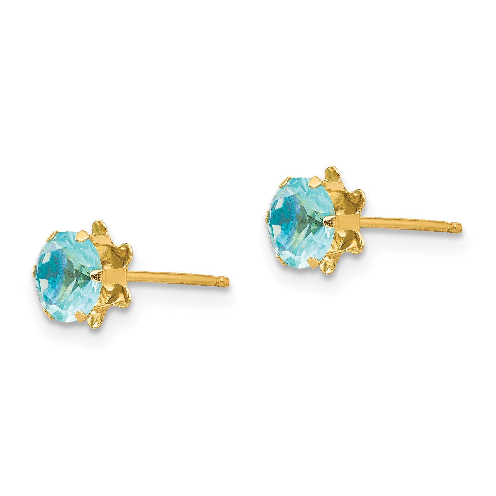 14K Yellow Gold Madi K 5mm Cz Birthstone (Mar) Earrings