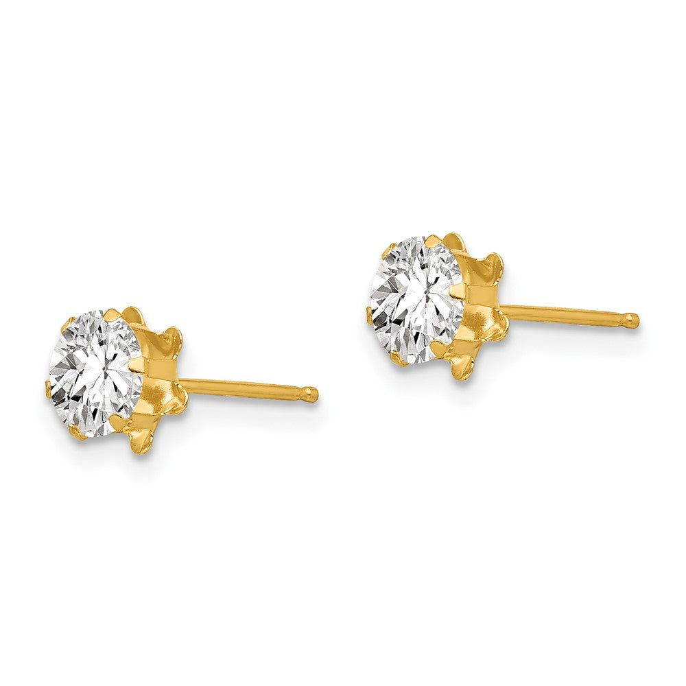 14K Yellow Gold Madi K 5mm Cz Birthatone (Apr) Earrings