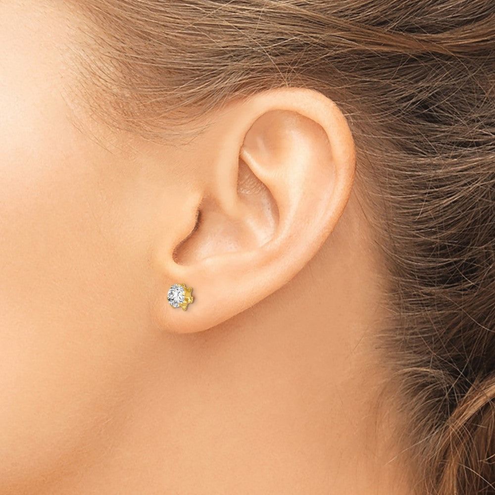 14K Yellow Gold Madi K 5mm Cz Birthatone (Apr) Earrings