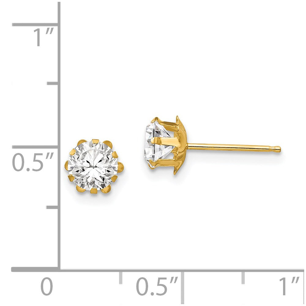 14K Yellow Gold Madi K 5mm Cz Birthatone (Apr) Earrings